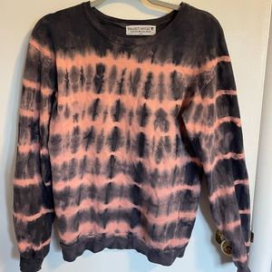 Oversized crew neck brown and orange tie dye sweatshirt